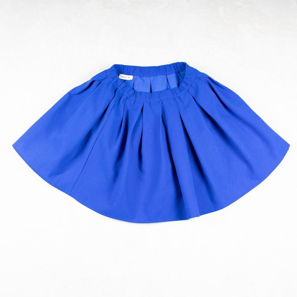 Sugar + Lips Pleated Mini Skirt Blue Elastic Waist Casual Cute Waist 26 Inches‎